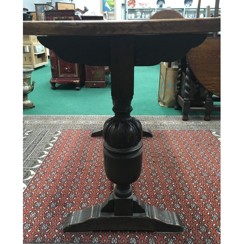 1485 - Oak refectory table in the Jacobean style of narrow proportions. 60cm wide 140cm long x 58cm wide.