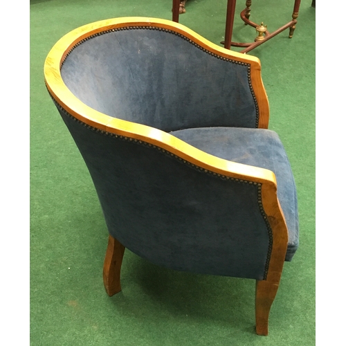 1484 - A showwood surround upholstered office chair.