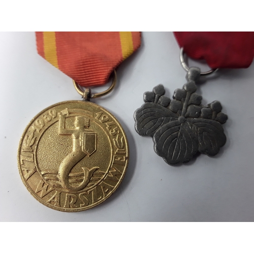 103 - 4 x full size foreign medals, incl Polish, Italian, plus two miniatures.