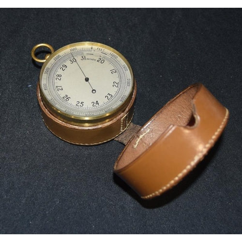 93 - A Military Air Ministry pocket barometer by T. Wheeler, London, in original fitted leather carry cas... 