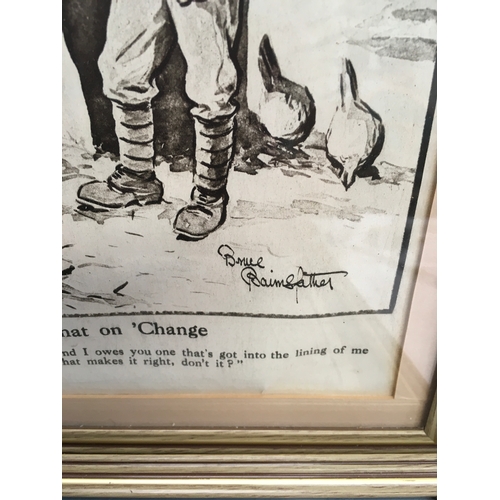 107 - Six military war humour Bruce Bairnsfather prints. Frame size 32 x 23cms.