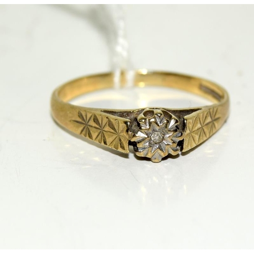 2175 - A ladies 9ct gold solitaire and diamond ring.(ref. 303)