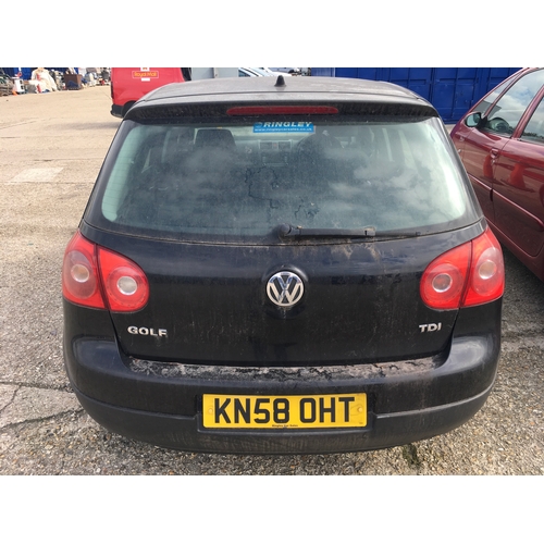 2257 - A black VW Golf Match TDI. Registered in September 2008, 1896cc. No tax or MOT.