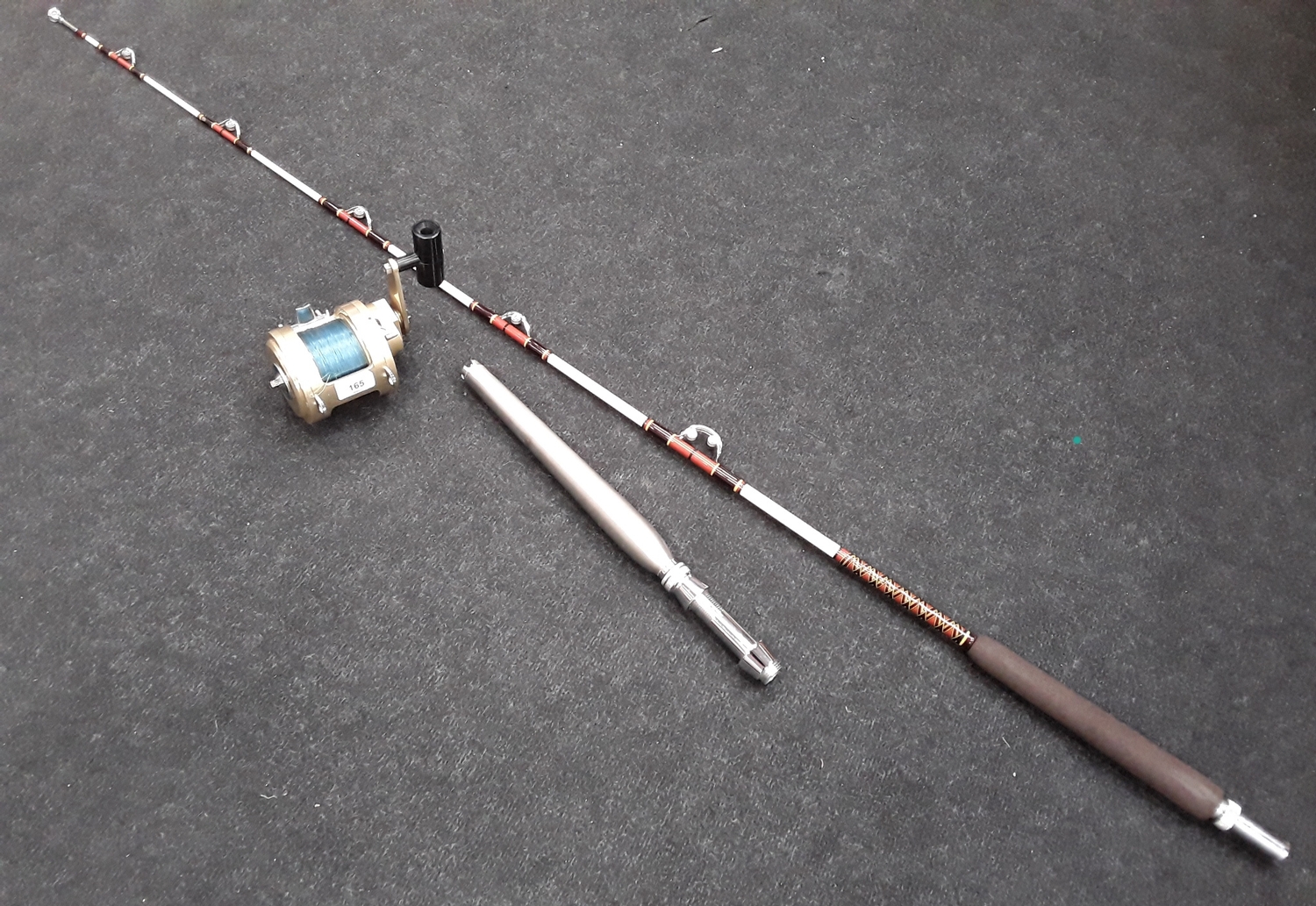Fenwick fishing rod plus Gladiator 2 1/2 O Deep sea game fishing reel.  Purchased 1976. Has harness