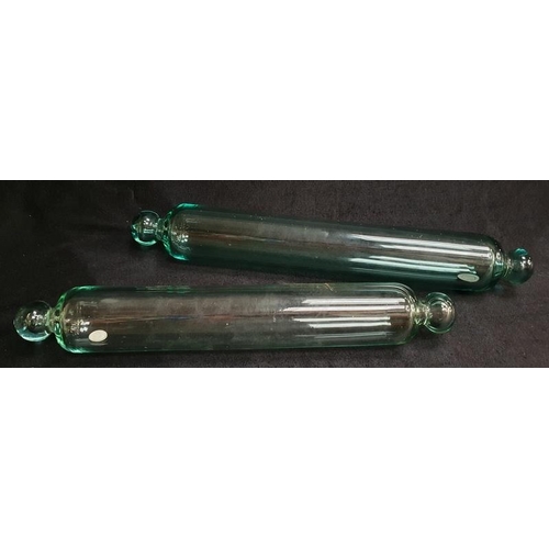 2016 - Two vintage glass rolling pins.