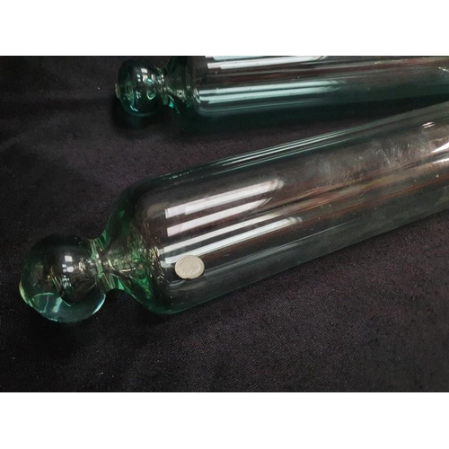 2016 - Two vintage glass rolling pins.