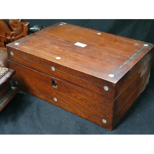 1013 - Two wooden boxes together with a mahogany writing slope, wooden cigarette box and seahorse lamp.