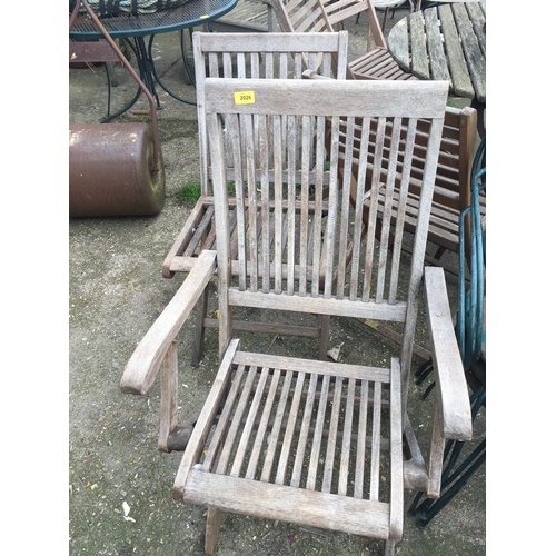 2026 - Two hardwood garden chairs.