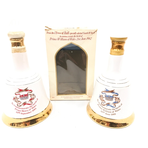 150 - Two Bell’s Scotch Whisky Wade porcelain decanters (one boxed) to commemorate the births of Princes H... 