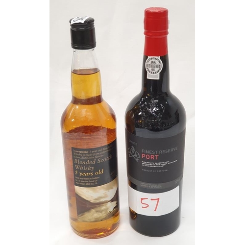 131 - 70cl Cooperative 5Y Blended Scotch whiskey and 75cl Marks and Spencers Finest Reserve Port (Ref 57/1... 