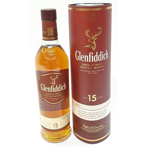 155 - 70cl boxwd Glenfiddich 15Y Single Malt Scotch Whiskey (Ref 233).