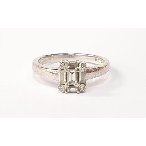 314 - 18ct white gold bassat cut diamond ring size L.