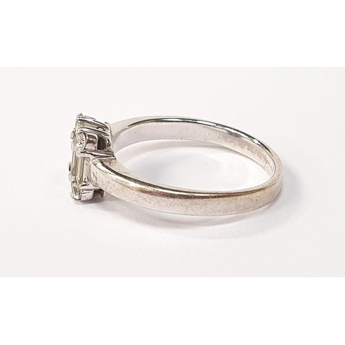 314 - 18ct white gold bassat cut diamond ring size L.