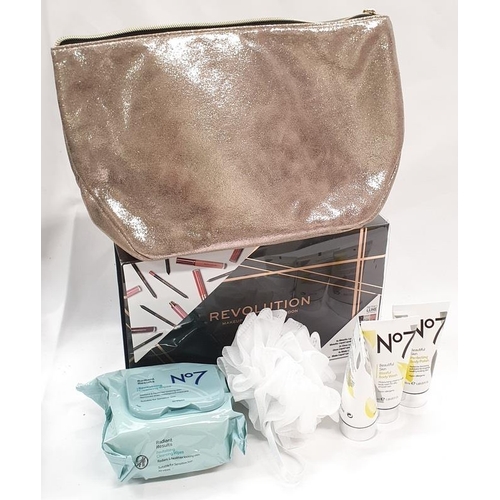 238 - No7 gift set in bag and a Revolution makeup set (Ref 52).