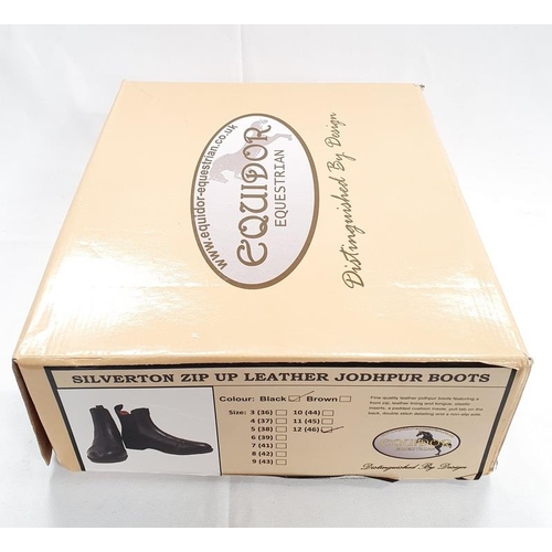 363 - Boxed Equidor Silverton Zip Up Black leather ladies equine boots size 12.