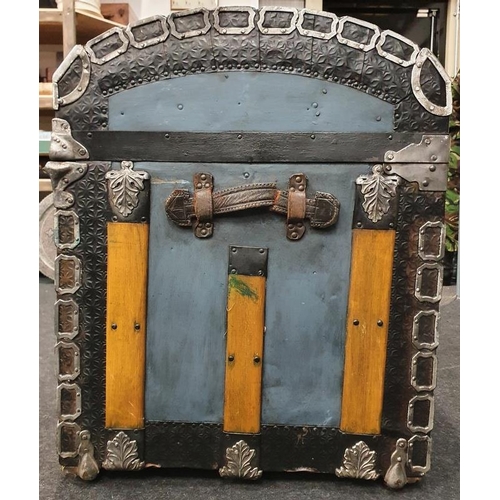 190 - An Antique French domed topped sea mans trunk.