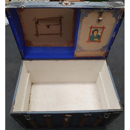 190 - An Antique French domed topped sea mans trunk.
