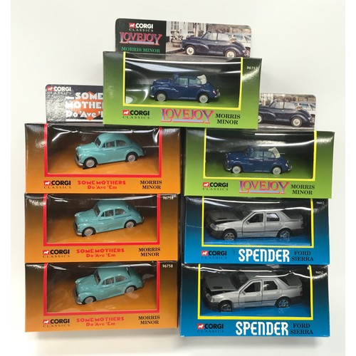 434 - Corgi classics TV and film related models - 2 x 96757 Lovejoy Morris Minor, 2 x 96012 Spender Ford S... 