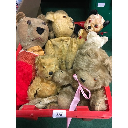 328 - Collection of vintage teddy bears.