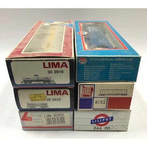 254 - 6 boxed OO/HO rolling stock by Lima, Jouef, Liliput and Model Power.