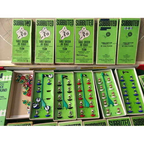 310 - Subbuteo Football Express original football pitch together with 12 boxed teams, extra players and ot... 