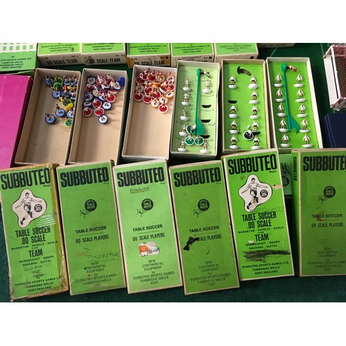 310 - Subbuteo Football Express original football pitch together with 12 boxed teams, extra players and ot... 