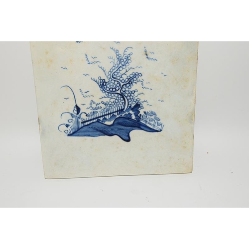 12 - Chinese Porcelain Blue & White Tile using a English design of a Chinese Garden produced in China c17... 