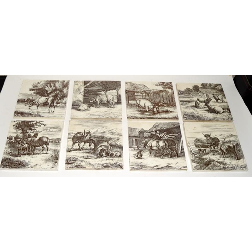 2 - Mintons China Works set of 8 tiles from the Farmyard series by William Wise c1870s. 6
