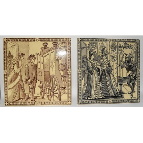 29 - Malkin, pair of black & white transfer ware framed tiles from the Cinderella range c1880s. 8