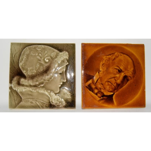 34 - William Gladstone unknown manufacture solid plastic clay tile using the Ombrant technique c1890-1900... 