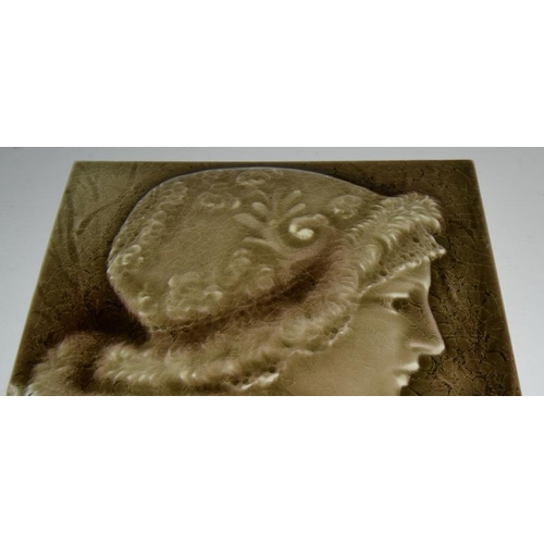 34 - William Gladstone unknown manufacture solid plastic clay tile using the Ombrant technique c1890-1900... 