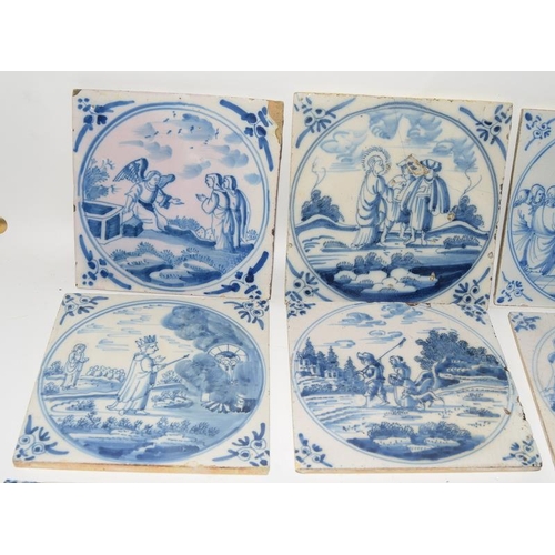 36 - Dutch Delftware large quantity of blue & white tiles depicting Biblical / Religious scenes c1800's, ... 