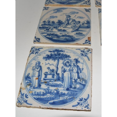 36 - Dutch Delftware large quantity of blue & white tiles depicting Biblical / Religious scenes c1800's, ... 