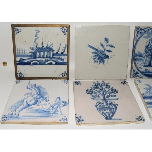 40 - Dutch Delftware large quantity of blue & white tiles  c1700-1800s, each tile approx 5