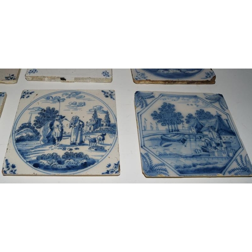 40 - Dutch Delftware large quantity of blue & white tiles  c1700-1800s, each tile approx 5
