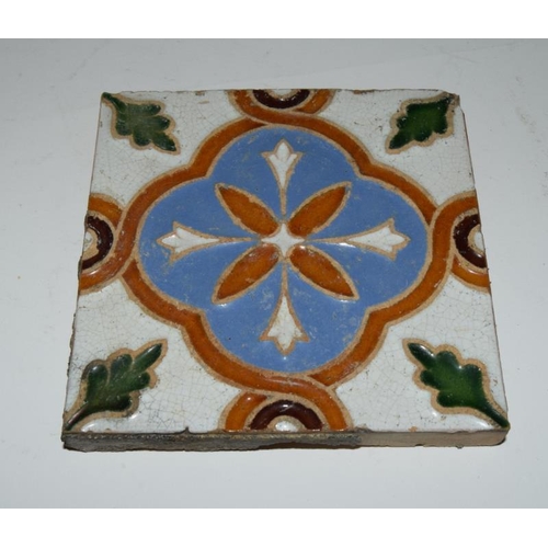43 - Spanish Majolica floor tiles with geometric floral design late 19th / early 20th Century 4.2