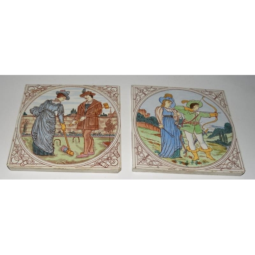 44 - Edge, Malkin & Co unusual pair of polychrome pot stands/trivets from the sports series c1880s 6