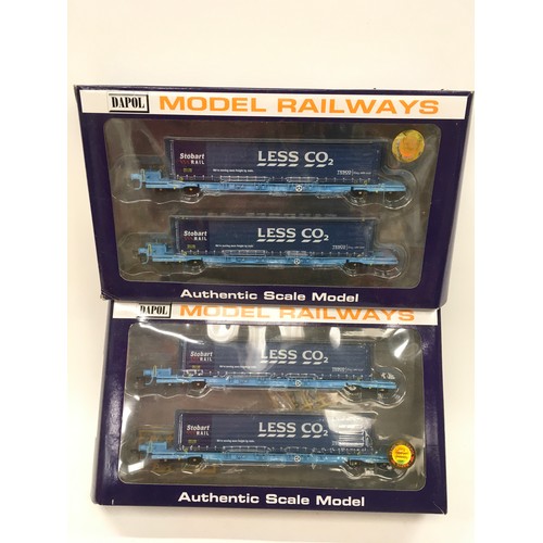 279 - 2 x Dapol B909A/B909B Megafret Wagon 2 Stobart/Tesco Rail Containers. Both appear Mint in Good Plus ... 