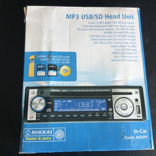 267 - NIKKAI A64HY CAR STEREO. This head unit is model number A64HY and incorporates MP3 / USB/SD / CD and... 