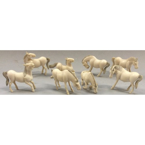 277 - Collection of oriental horse figurines.