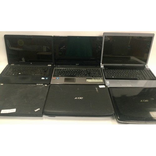 318 - Six laptops by Acer, HP, Dell and Lenovo. Found in various conditions.