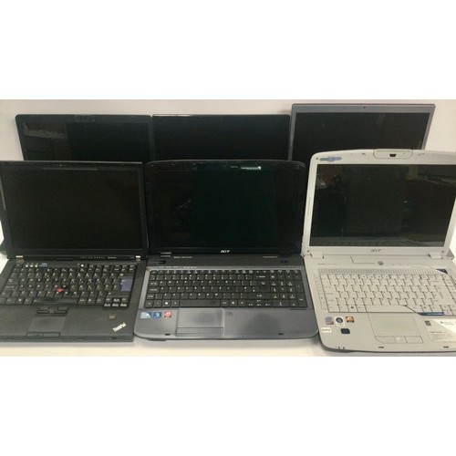 318 - Six laptops by Acer, HP, Dell and Lenovo. Found in various conditions.