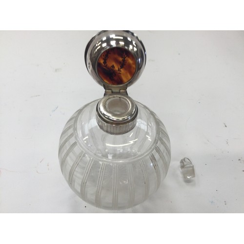 351 - Three silver and Tortoise shell lid perfume pots