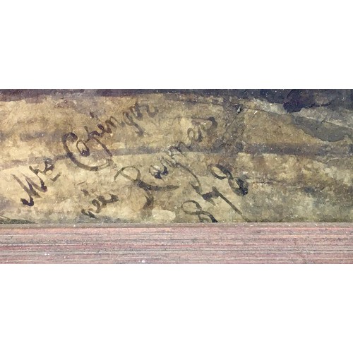 308 - Picture depicting a religious church tomb signed bottom right dated 1872 70x50cm