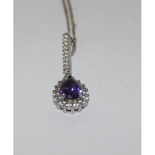 266 - Amethyst tear drop 925 silver pendant