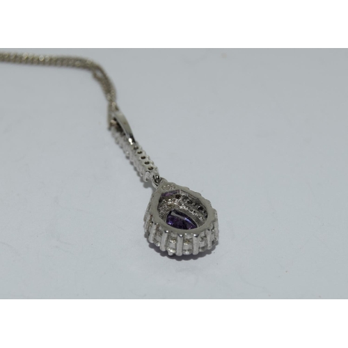 266 - Amethyst tear drop 925 silver pendant