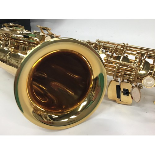 335 - Ammoon child's saxophone with mouthpieces in case.