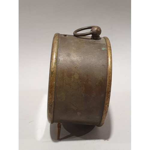 274 - Round brass standing bulk head clock 9cm diameter