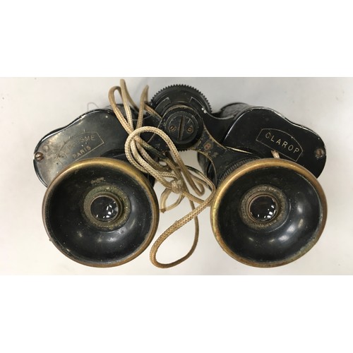 167 - Five pairs of antique binoculars, three with leather cases.