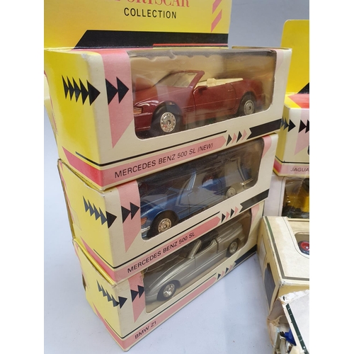 146 - A collection of modern boxed die cast cars to include Days Gone and Shell.